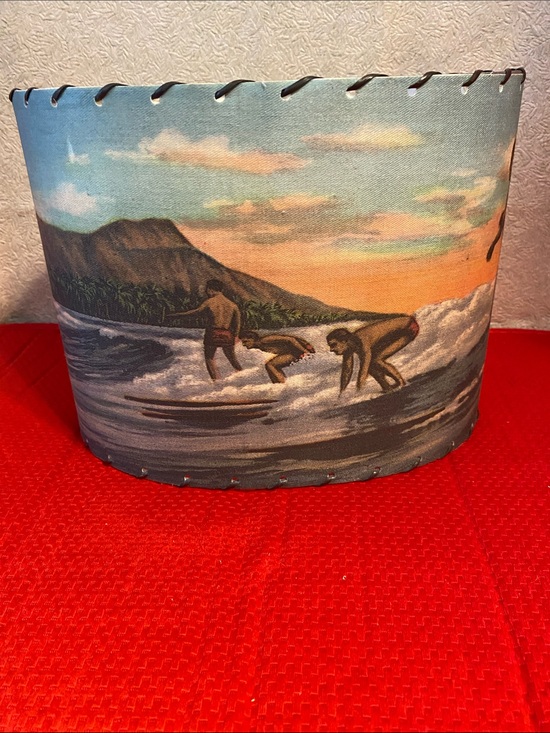 Unbranded Other - Vintage Surf Scene Fabric Lampshade - Blue and Orange